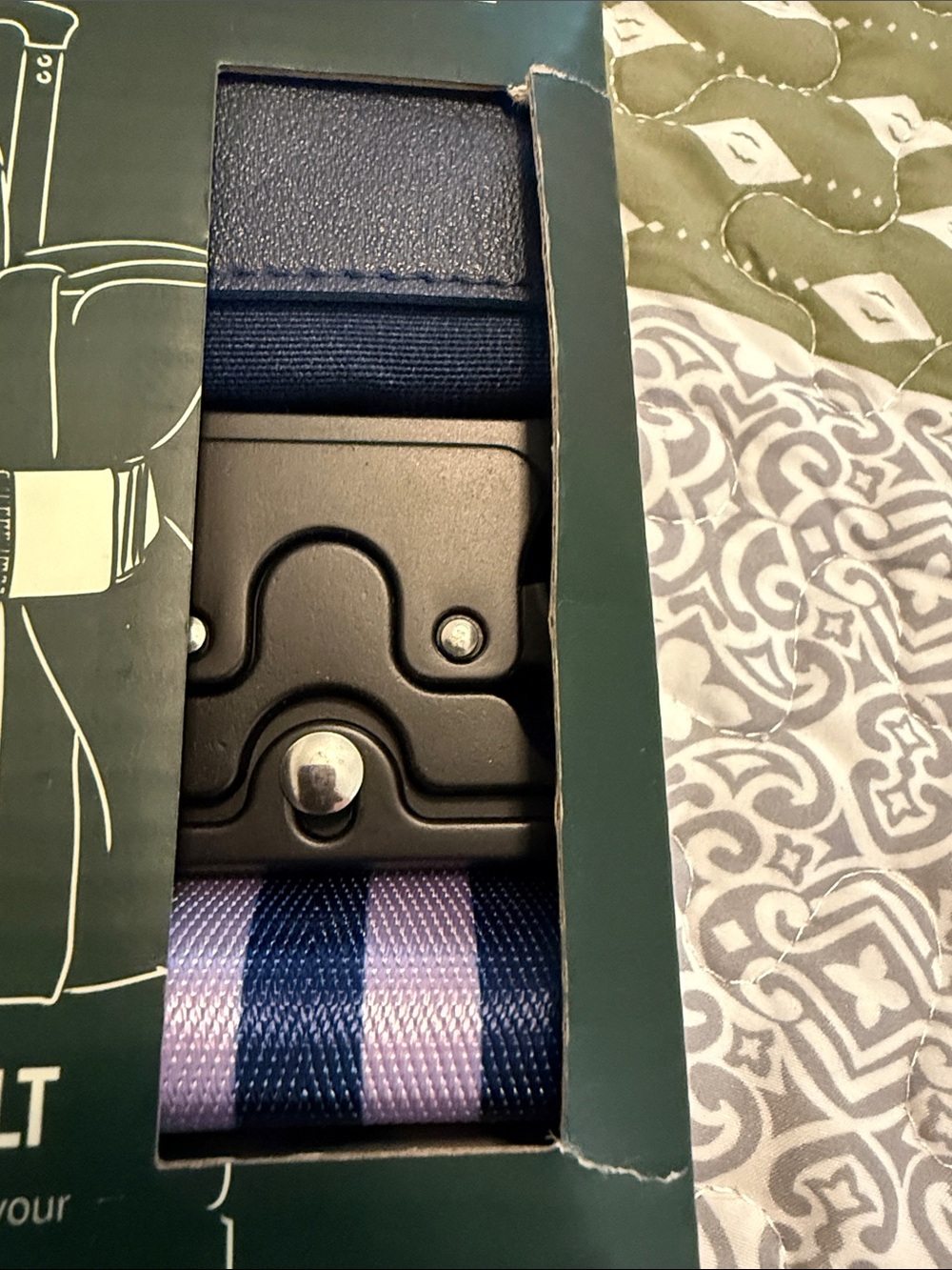 Cincha Travel Belt in Navy and Light Purple Stripes - Picture 6 of 6